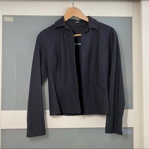 Tahari Navy Bomber Wool Work Suit Jacket Sz XSP